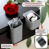 Sticky Desk Organizer, 3-Pack Monitor Side Storage with Adhesive - Multifunctional Desktop Pen Holder for Stationery, Jewelry, Remote Control - Space Saving Grey PP Material for Office & Home
