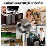 Sticky Desk Organizer, 3-Pack Monitor Side Storage with Adhesive - Multifunctional Desktop Pen Holder for Stationery, Jewelry, Remote Control - Space Saving Grey PP Material for Office & Home
