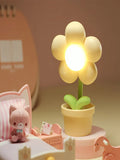 1PC New Fashionable Mini Flower Night Light – Cute Atmosphere Bedside Lamp, Creative Desktop Decor, Gift, Home Decor, Holiday Gift, Cartoon Ornament(Yellow)