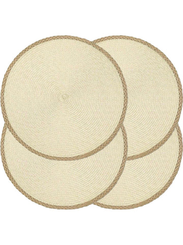15 Inch Round Woven Placemats Set of 4 – Washable, Wipe Clean, Heat Resistant, for Holiday Parties, Indoor/Outdoor Daily Use Beige In Australia - Darrahopens
