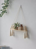 1Pcs Macrame Wall Hanging Shelf – Boho Wood Wall Shelves with Wood Beads, Farmhouse Floating Shelf for Bedroom, Living Room, Nursery Decor, Birthday Graduation Gift In Australia - Darrahopens