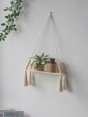 1Pcs Macrame Wall Hanging Shelf – Boho Wood Wall Shelves with Wood Beads, Farmhouse Floating Shelf for Bedroom, Living Room, Nursery Decor, Birthday Graduation Gift In Australia - Darrahopens