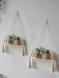 1Pcs Macrame Wall Hanging Shelf – Boho Wood Wall Shelves with Wood Beads, Farmhouse Floating Shelf for Bedroom, Living Room, Nursery Decor, Birthday Graduation Gift In Australia - Darrahopens