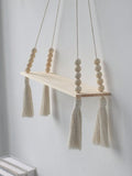 1Pcs Macrame Wall Hanging Shelf – Boho Wood Wall Shelves with Wood Beads, Farmhouse Floating Shelf for Bedroom, Living Room, Nursery Decor, Birthday Graduation Gift In Australia - Darrahopens