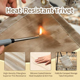 Fireproof Camping Blanket - Heat-Resistant Fiberglass Mat for Outdoor Cooking, BBQ & Emergency (Khaki 23.75" x 31.5")