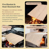 Fireproof Camping Blanket - Heat-Resistant Fiberglass Mat for Outdoor Cooking, BBQ & Emergency (Khaki 23.75" x 31.5")
