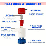 12V 1100Gph Electric Bilge Pump, Non-Automatic Submersible Water Pump for Boat, RV, Pond and Pool