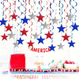 12pcs American Flag Star Garland, Patriotic Red White Blue Spiral Hanging Decorations for Independence Day, Memorial Day, Veterans Day, Home Party, 12pcs/Set In Australia - Darrahopens