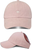 Heart Backless Baseball Hat for Women High Ponytail Baseball Cap Natural Curly Hair Hat Adjustable Running Hat