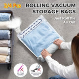 2 Pcs Hand-Rolled Travel Compression Bag, No Pump Needed, Transparent Storage for Clothes, Towels, Socks, Upgraded Matte Finish, Small Size, 2pcs In Australia - Darrahopens