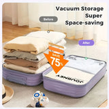 2 Pcs Hand-Rolled Travel Compression Bag, No Pump Needed, Transparent Storage for Clothes, Towels, Socks, Upgraded Matte Finish, Small Size, 2pcs