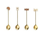 Coffee Spoons, Stirring Spoons,4 PCS Tea Spoons Long Handle Gold Teaspoons, Gold Spoons, Ice Tea Spoons, Long Spoons for Stirring,