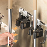 2PCS Mop Broom Holder Wall Mount with 2 Slots & 3 Hooks - Rustic Wood Broom Mop Hanger for Pantry Closet Laundry Room Organization In Australia - Darrahopens
