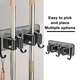 2PCS Mop Broom Holder Wall Mount with 2 Slots & 3 Hooks - Rustic Wood Broom Mop Hanger for Pantry Closet Laundry Room Organization In Australia - Darrahopens