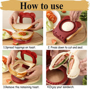 Sandwich Cutter Sealer for kids, Uncrustables Sandwich Maker Boys and Girls, Lunchbox Bread Cutter, Breakfast Sandwich Maker (Red)