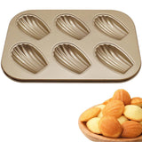 Mold Cake Pan, 6-Cavity Non-Stick Oval Shell Bakeware for Oven Baking Heavy Duty Cookies Trays for Oven Baking,