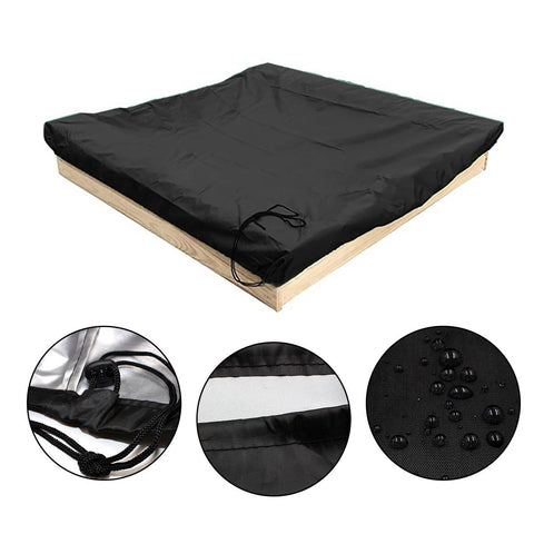 200X200cm 420D Heavy Duty Sandbox with Cover, Sand Coxes for Kids Outdoor Square Sandboxes Sandpit Cover (Black), Cover Only