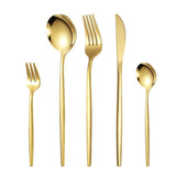 30 Piece Gold ware Set Stainless Steel Gold Flatware serving set - Cutlery Set - Knives, Fork, and Spoon - Dishwasher Safe
