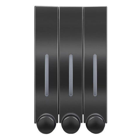 Wall Mounted Dispenser, 3 Chamber Manual Shower Pump Organizer Refillable Shampoo Bottle for Home Bath Kitchen Hotels Restaurants