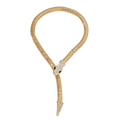 Fashion Femme Jewelry Full Rhinestone Accessories gold Crystal Snake long Pendant Necklace. (Gold)-Snake Necklace Bracelet Retro In Australia - Darrahopens