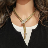 Fashion Femme Jewelry Full Rhinestone Accessories gold Crystal Snake long Pendant Necklace. (Gold)-Snake Necklace Bracelet Retro In Australia - Darrahopens