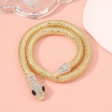 Fashion Femme Jewelry Full Rhinestone Accessories gold Crystal Snake long Pendant Necklace. (Gold)-Snake Necklace Bracelet Retro