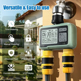 Water Timer for Garden Hose,Sprinkler Timer with Rain Delay/Manual Watering/Automatic Irrigation Controller System 2 Outlet