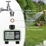 Water Timer for Garden Hose,Sprinkler Timer with Rain Delay/Manual Watering/Automatic Irrigation Controller System 2 Outlet
