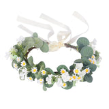 Leaf headgear Bridal Green Leaf Crown Bohemian Headpiece Floral Headband Photo Prop (white flower green)