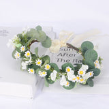 Leaf headgear Bridal Green Leaf Crown Bohemian Headpiece Floral Headband Photo Prop (white flower green)