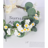 Leaf headgear Bridal Green Leaf Crown Bohemian Headpiece Floral Headband Photo Prop (white flower green)