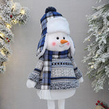 Christmas Doll Ornaments, Christmas Snowman Plush Fabric Decoration, Retractable Snowman Standing Figure Toy