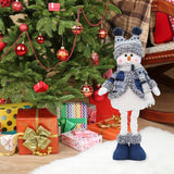 Christmas Doll Ornaments, Christmas Snowman Plush Fabric Decoration, Retractable Snowman Standing Figure Toy