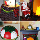 Resin Christmas Village Accessories, Battery Operated Lighted LED Christmas Village Figurines Decoration