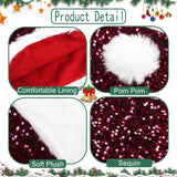 Santa Hat, Christmas Hats for Women or Men, Soft Adults Holiday Hat for Santa Claus New Year Party Supplies