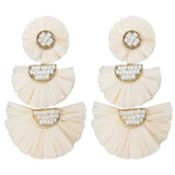 Earrings Beaded Raffia Palm Bohemian Drop Dangle Earrings for women Earring accessories Dangle Gifts Beige