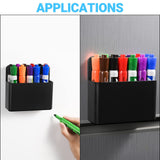 Magnetic Marker Holder for Whiteboards/Fridge/Refrigerator, Magnetic Pen Holder Dry Erase Tray with Anisotropic Magnet Backing,Black