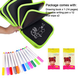 Reusable Drawing Pads, Preschool Travel Art Toy Scribbler Board for Travel, Road Trip, 14 Pages with 12 Watercolor Pens In Australia - Darrahopens
