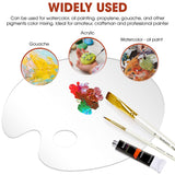 Large Acrylic Paint Palette 2pcs Clear Oval-Shaped Non-Stick Acrylic Oil Paint Mixing Tray, Comfortable to Hold & Easy to Clean
