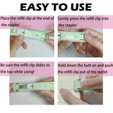 Reusable Push Clip Stapler, 3 Pcs Clam Clip Dispensers with 100 Metal Refill Clips（for Office Document School Supplies Home Snacks In Australia - Darrahopens