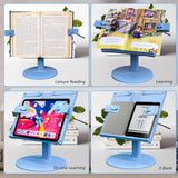 Adjustable Book Stand for Reading Foldable Book Holder Adjust Height Table Desk Book Reading Stand Holder (Blue)