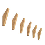 Wood Wall Hooks, 6 Pack Oak Coat Hooks Minimalist Design Heavy Duty Robe Hook Wall Mounted Rustic Wooden Hooks Clothes Hanger