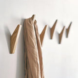 Wood Wall Hooks, 6 Pack Oak Coat Hooks Minimalist Design Heavy Duty Robe Hook Wall Mounted Rustic Wooden Hooks Clothes Hanger