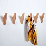 Wood Wall Hooks, 6 Pack Oak Coat Hooks Minimalist Design Heavy Duty Robe Hook Wall Mounted Rustic Wooden Hooks Clothes Hanger