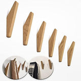 Wood Wall Hooks, 6 Pack Oak Coat Hooks Minimalist Design Heavy Duty Robe Hook Wall Mounted Rustic Wooden Hooks Clothes Hanger