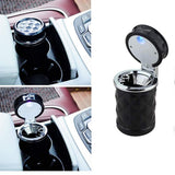 Auto Car Ashtray Portable with Blue LED Light Ashtray Smokeless Smoking Stand Cylinder Cup Holder (Black)