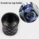 Auto Car Ashtray Portable with Blue LED Light Ashtray Smokeless Smoking Stand Cylinder Cup Holder (Black)