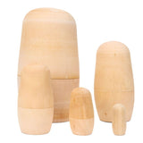 1 Sets 5pcs DIY Wooden Unpainted Dolls Crafts Russian Nesting Dolls Wood Dolls Blank People Unfinished Wood Doll Bodies