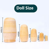 1 Sets 5pcs DIY Wooden Unpainted Dolls Crafts Russian Nesting Dolls Wood Dolls Blank People Unfinished Wood Doll Bodies
