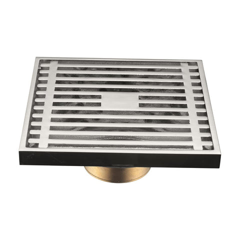 Square Shower Drain with Removable Wedge Wire Pattern Grate, Matte Stainless Steel Shower Floor Drain for Bathroom In Australia - Darrahopens